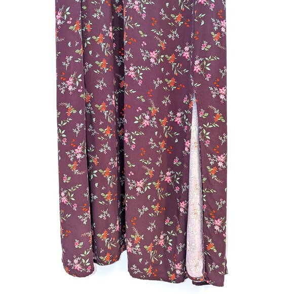 Old Navy | Short Puff Sleeve Plum Burgundy Floral Midi Dress  | Size 3X - Picture 7 of 16